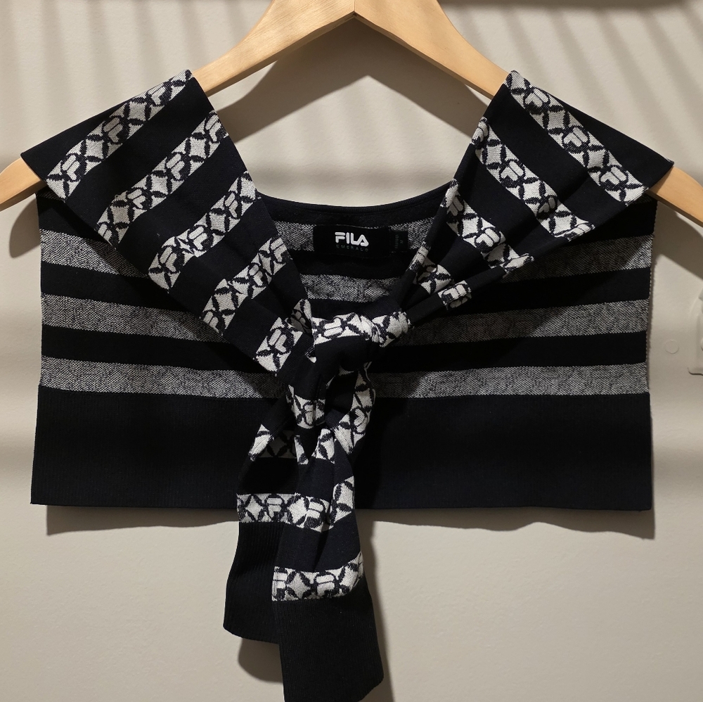 Fila Black and Gray Striped Women's Shawl